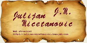 Julijan Mičetanović vizit kartica